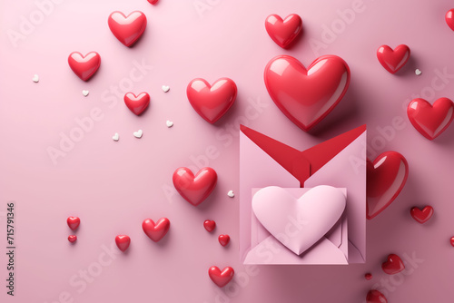 3d rendered pink colour heart background,3d renederd valentinesday background.
 photo