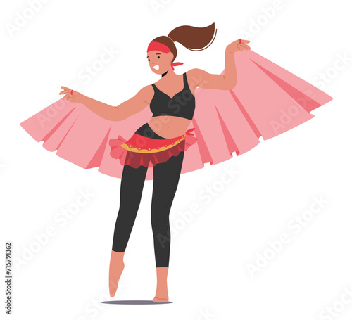 Graceful And Mesmerizing Modern Woman Captivates With Her Belly Dance, Seamlessly Blending Tradition And Innovation