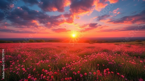 Landscape with Vibrant Sunset, a breathtaking sunset over a picturesque landscape, with vibrant colors filling the sky