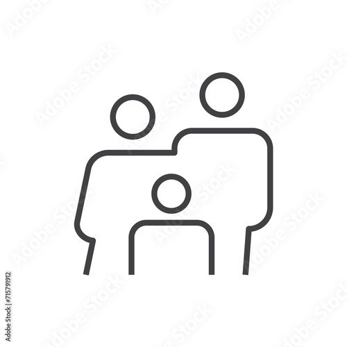 Family line icon, outline vector sign, linear style pictogram isolated on white. Symbol, logo illustration. Editable stroke. Pixel perfect
