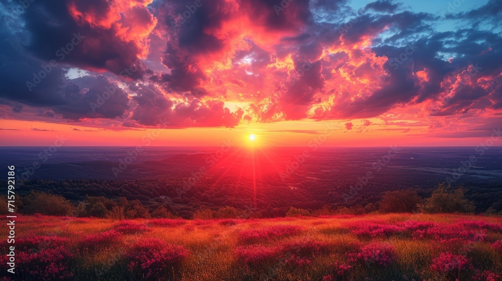 Landscape with Vibrant Sunset, a breathtaking sunset over a picturesque landscape, with vibrant colors filling the sky Landscape with Vibrant Sunset, a breathtaking sunset over a picturesque landscape, with vibrant colors filling the sky