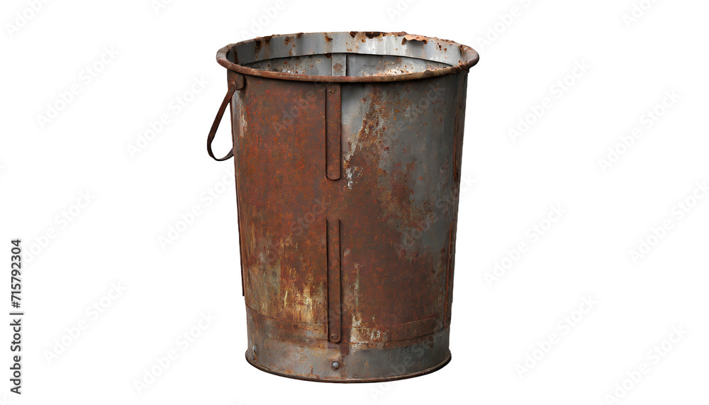 Old rusty metal trash can isolated on transparent background. Old rusty metal trash can isolated on transparent background.
