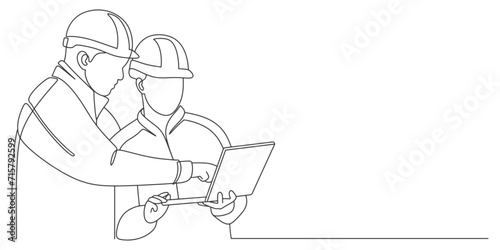 Building Construction worker line art style vector illustration