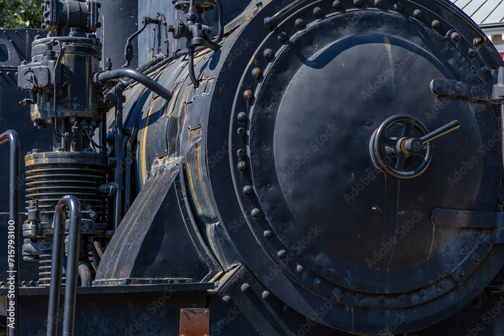 Old train, coal-powered steam locomotive