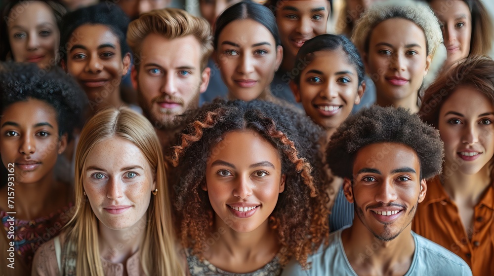 Many happy diverse ethnicity different young and old people group headshots in collage mosaic collection.generative ai