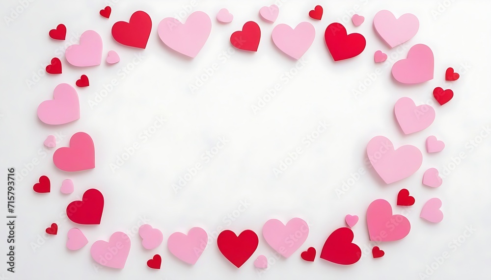 seamless pattern with hearts, Valentine's day background with red and pink hearts on white background, created with generative ai