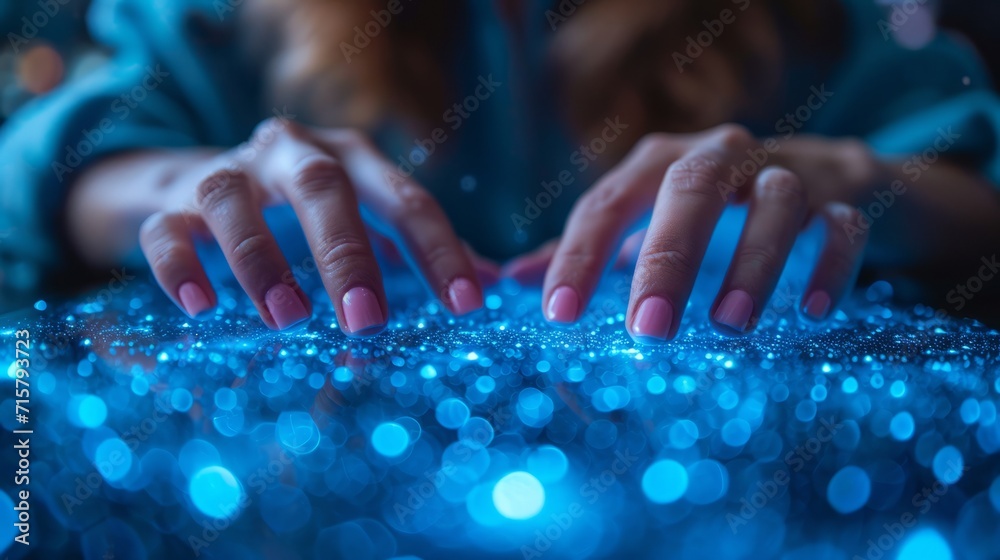 hand uses a keyboard, future technology with networked data hand uses a keyboard, future technology with networked data
