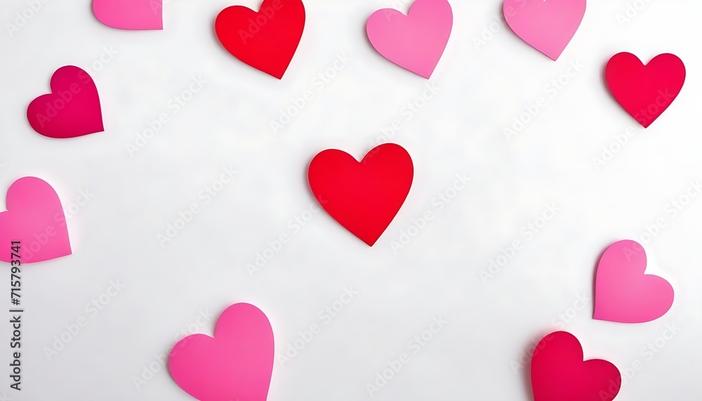 seamless pattern with hearts, Valentine's day background with red and pink hearts on white background, created with generative ai