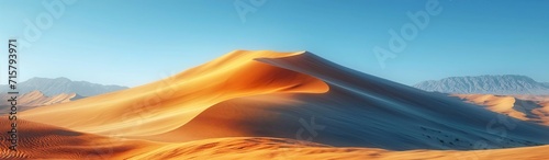 A Large Dune In The Hot Desert. Illustration On The Theme Of Nature And Territories  Climate And Seasons. Generative AI