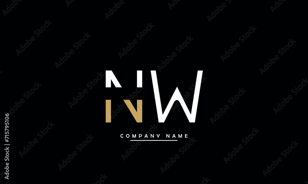 NW, WN, N, W Abstract Letters Logo Monogram
