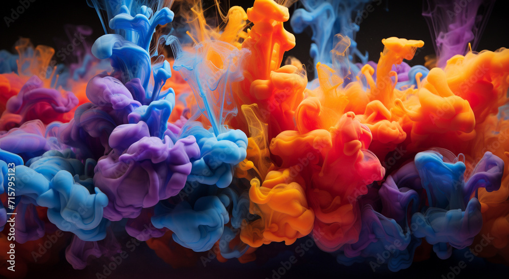 Holiday concept of Multicolor paint ink power explosion effect abstract background - obrazy, fototapety, plakaty 