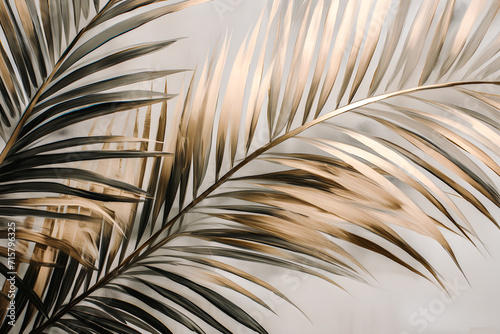 Feuilles de palmier dorées photo