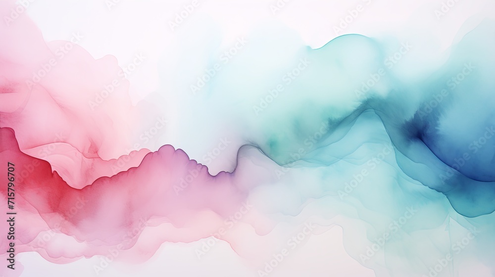 Light misty aqua and pink watercolor edges gently