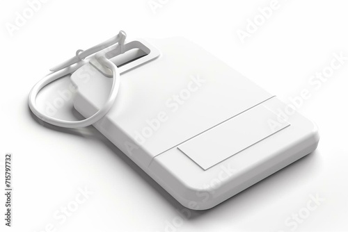 White plastic travel tag for display purposes. 3D rendered illustration. Generative AI