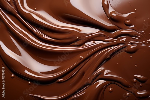 A close-up shot of melted chocolate gracefully dripping down a textured surface, forming an abstract and organic pattern.