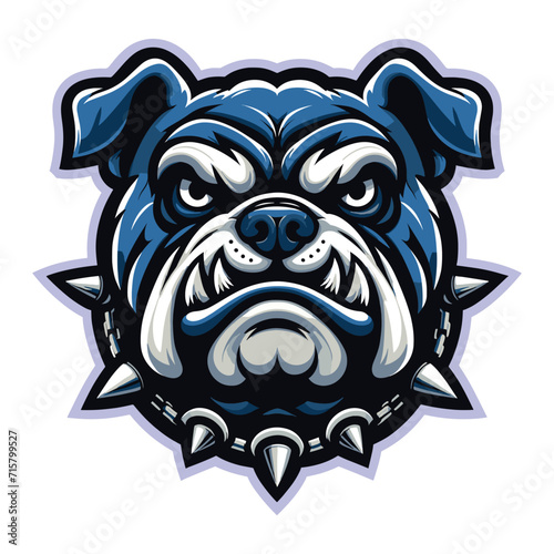 brave animal bulldog head face mascot design vector illustration, logo template isolated on white background