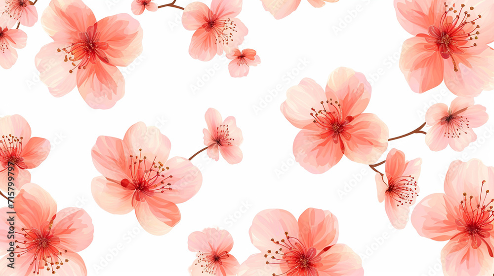 A pattern with many flowers on a white background A pattern with many flowers on a white background