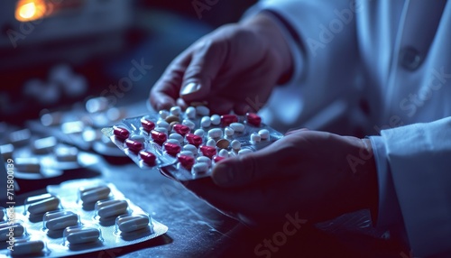 A physician providing and administering medical tablets and pills to a patient.