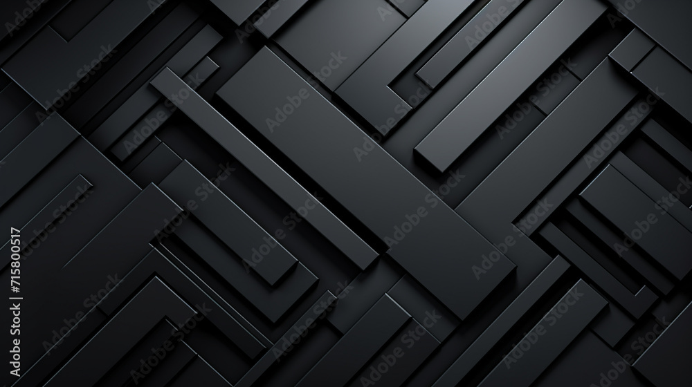 3D panoramic black metal background. Modern geometric shape gradient digital technology wallpaper. Luxury pattern website banner. High-quality ultra-realistic matt finish. Generative AI