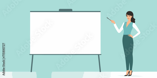 Woman doing a business presentation on whiteboard