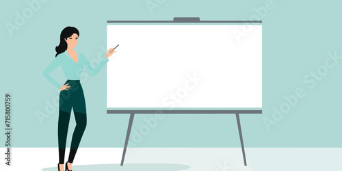 Woman giving a presentation on a large white board © Pawel