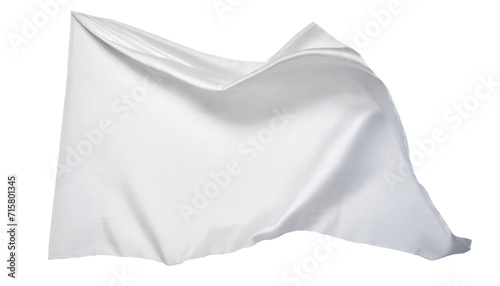 White silk or satin cloth waving, isolated on transparent background.