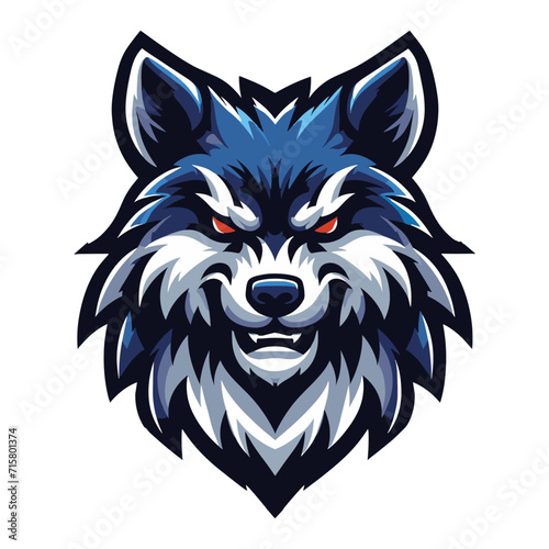 Wild brave animal wolf dog fox head face mascot design vector illustration, logo template isolated on white background
