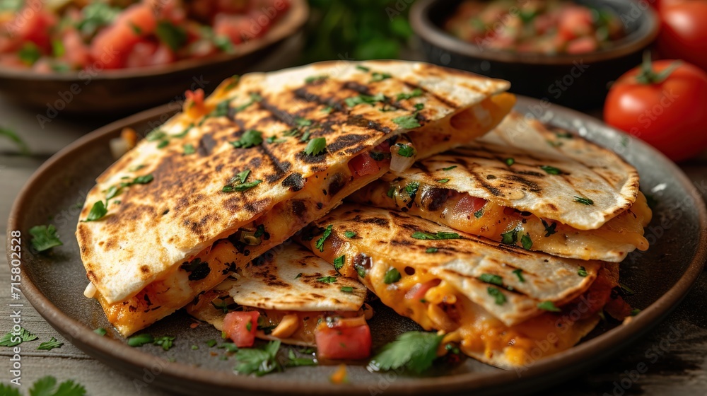 quesadilla with cheese decorated on a plate quesadilla with cheese decorated on a plate
