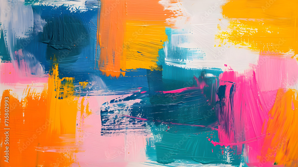 Colorful Abstract Painting with Brushstrokes