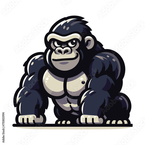 muscle gorilla ape monkey mascot design logo vector illustration isolated on white background