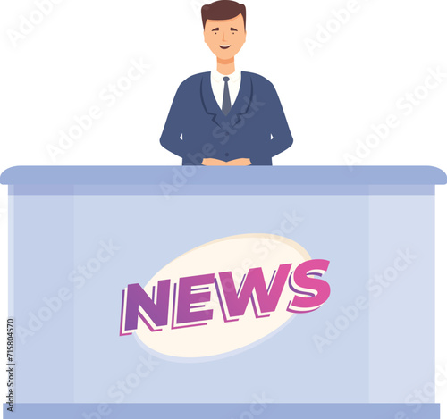 News visual studio icon cartoon vector. Digital show. Male visual