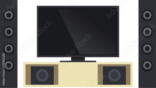 Home theater cd icon cartoon vector. Digital tv. Family watch movie