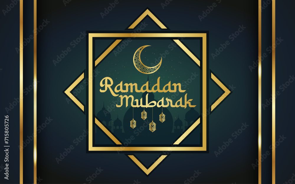 Realistic Ramadan Mubarak Background with Golden Lantern, Moon, And Mosque Vector Illustration. Ramadan Kareem Greeting Banner Or Poster Vector Template Design.
Arabic Islamic calligraphy ornament 