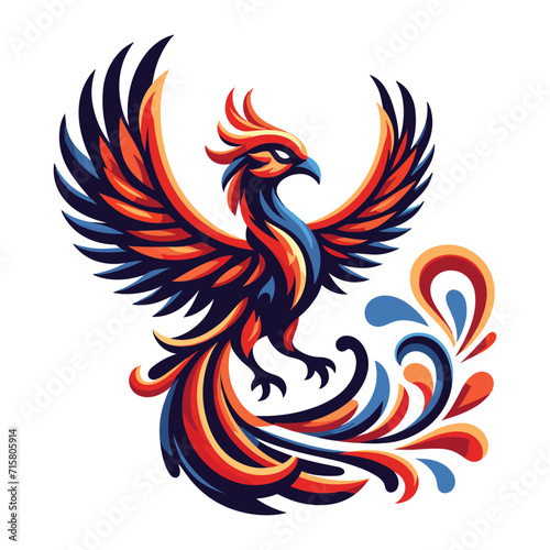 Flying Phoenix Fire Bird abstract Logo design vector illustration. Dove Eagle Logotype concept icon isolated on white background