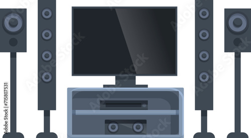 System home theater icon cartoon vector. Visual screen. Compact disc