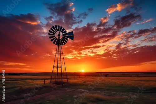 A breathtaking sunset over the Texas plains, casting a warm glow on the vast expanse of land. © LOVE ALLAH LOVE