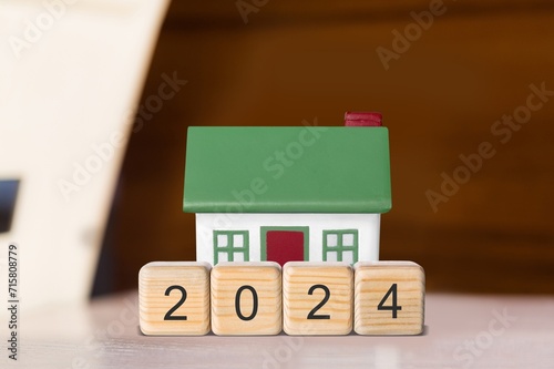 New year 2024. Real estate, house model