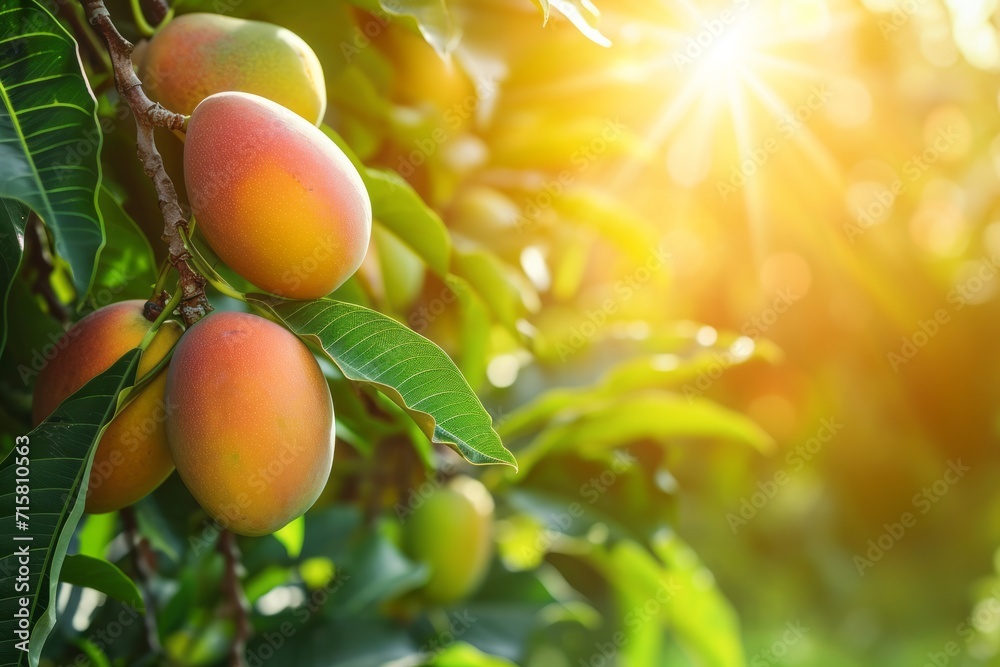 Growing mango harvest and producing vegetables cultivation. Concept of small eco green business organic farming gardening and healthy food.