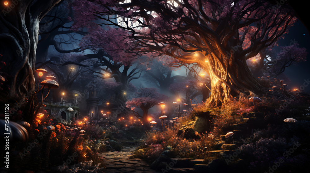 Obraz premium Fairy Tale Festivities in an Enchanted Woodland