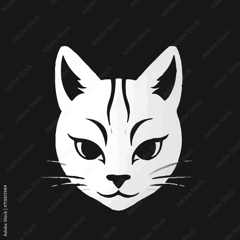 minimalist black and white cat head design
minimalist black and white cat head design