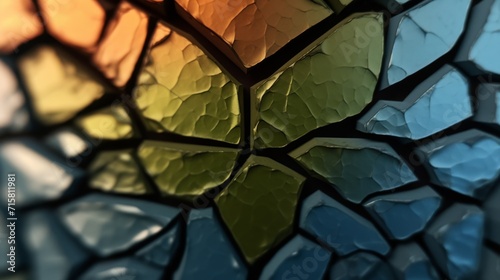 Macro Texture of Cracked Glass in Gradient Colors