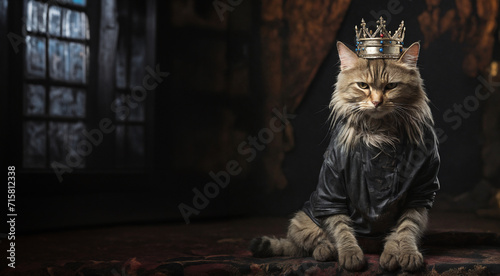 Royal Whiskers: A Sovereign Cat with a Jewel-Encrusted Crown
