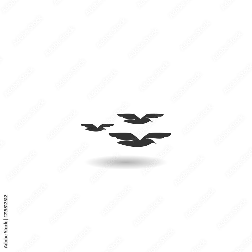 Birds in flight icon with shadow Birds in flight icon with shadow