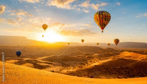 desert landscape nature wallpaper travel adventure tourism empty sand. hot balloons  © blackdiamond67