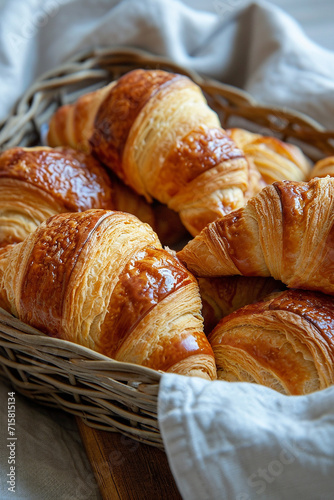 Delicious freshly baked butter croissants