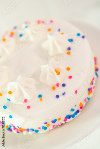 Birthday cake with funfetti sprinkles © arinahabich