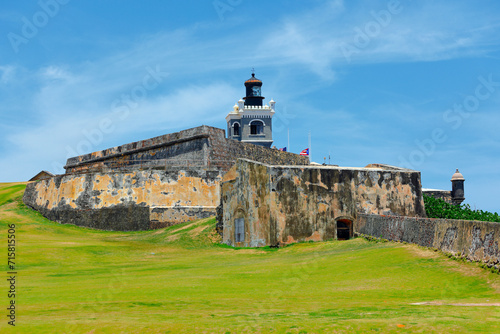 San Felipe del Morro castle with it's green grassy knoll in the old San Juan, Puerto Rico photo
