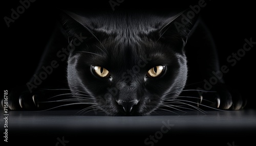 Enigmatic elegance. graceful black cat enchants with mystique photo