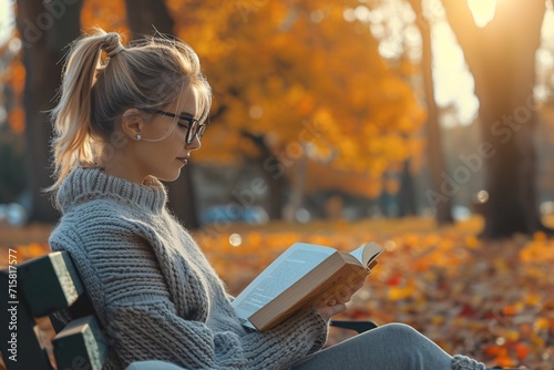 Autumn Leaves and Glasses: A Cool and Chic Reading Experience Generative AI