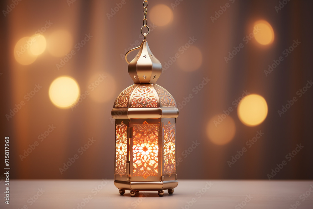 Obraz premium Lantern on dark background. Ramadan Kareem concept. Arabic lantern.